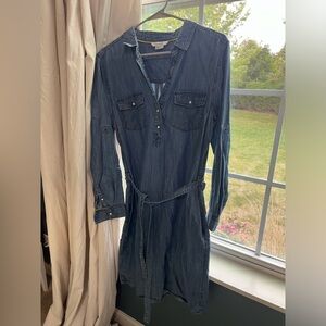 Boden Chambray Shirtdress Pearl snap long sleeve size 12L